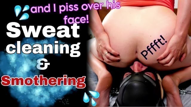 Femdom Sweat Facesitting Sweaty Ass Cleaning Face Sitting Piss Drinking FLR BDSM Real MILF Stepmom