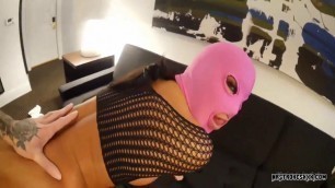 masked busty milf on huge cock